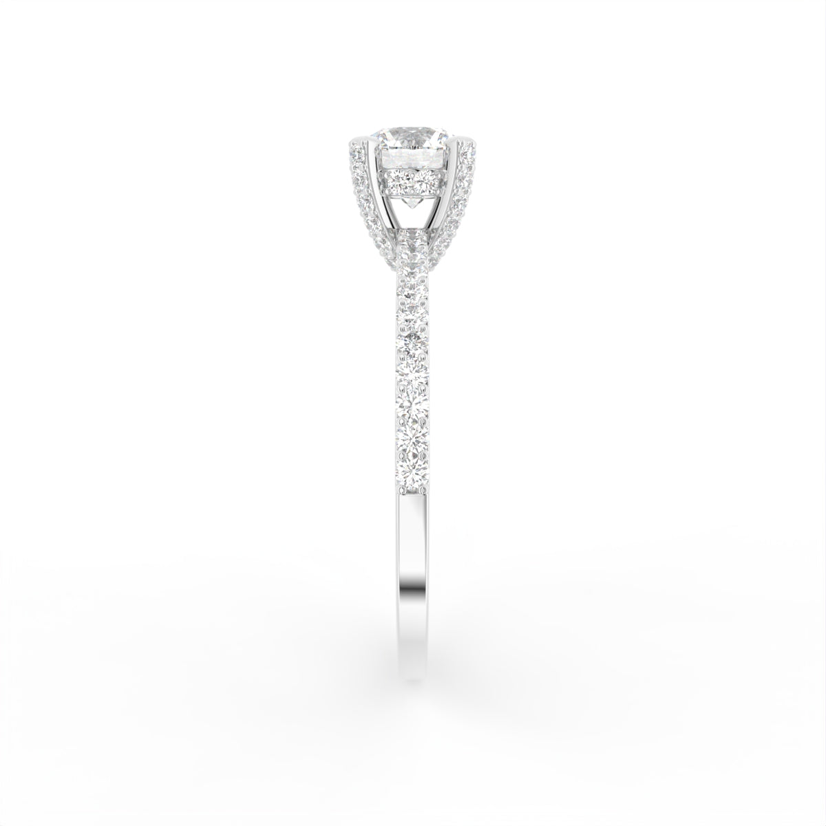 18K Round Diamond Engagement Ring — SIDE