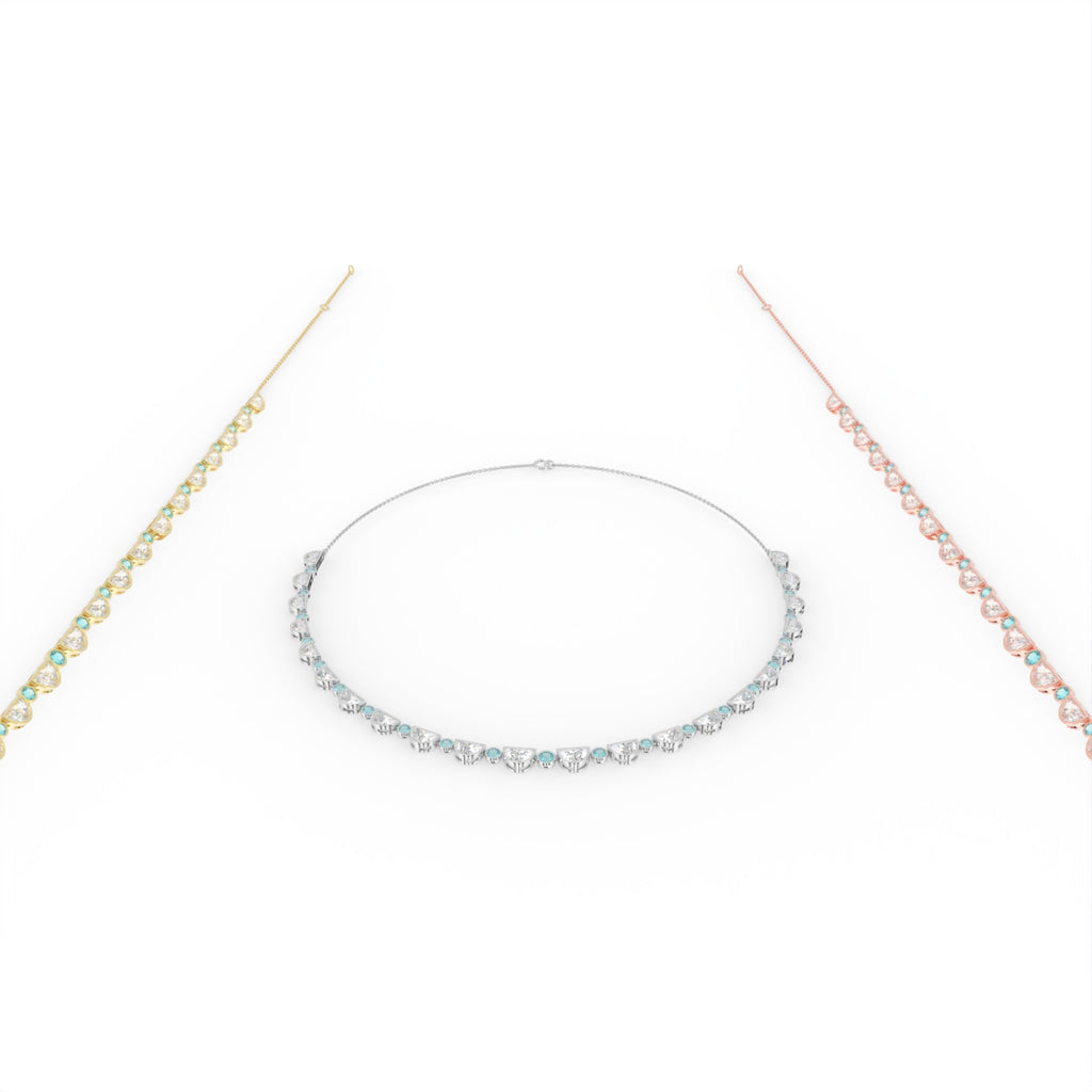 Sterling Silver Diamond Necklace — 3 COLOR