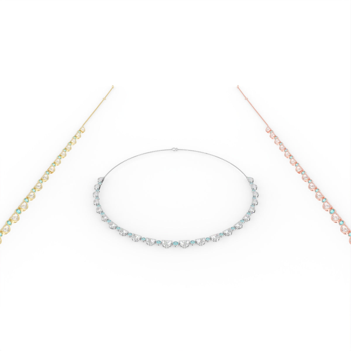 Sterling Silver Diamond Necklace — 3 COLOR