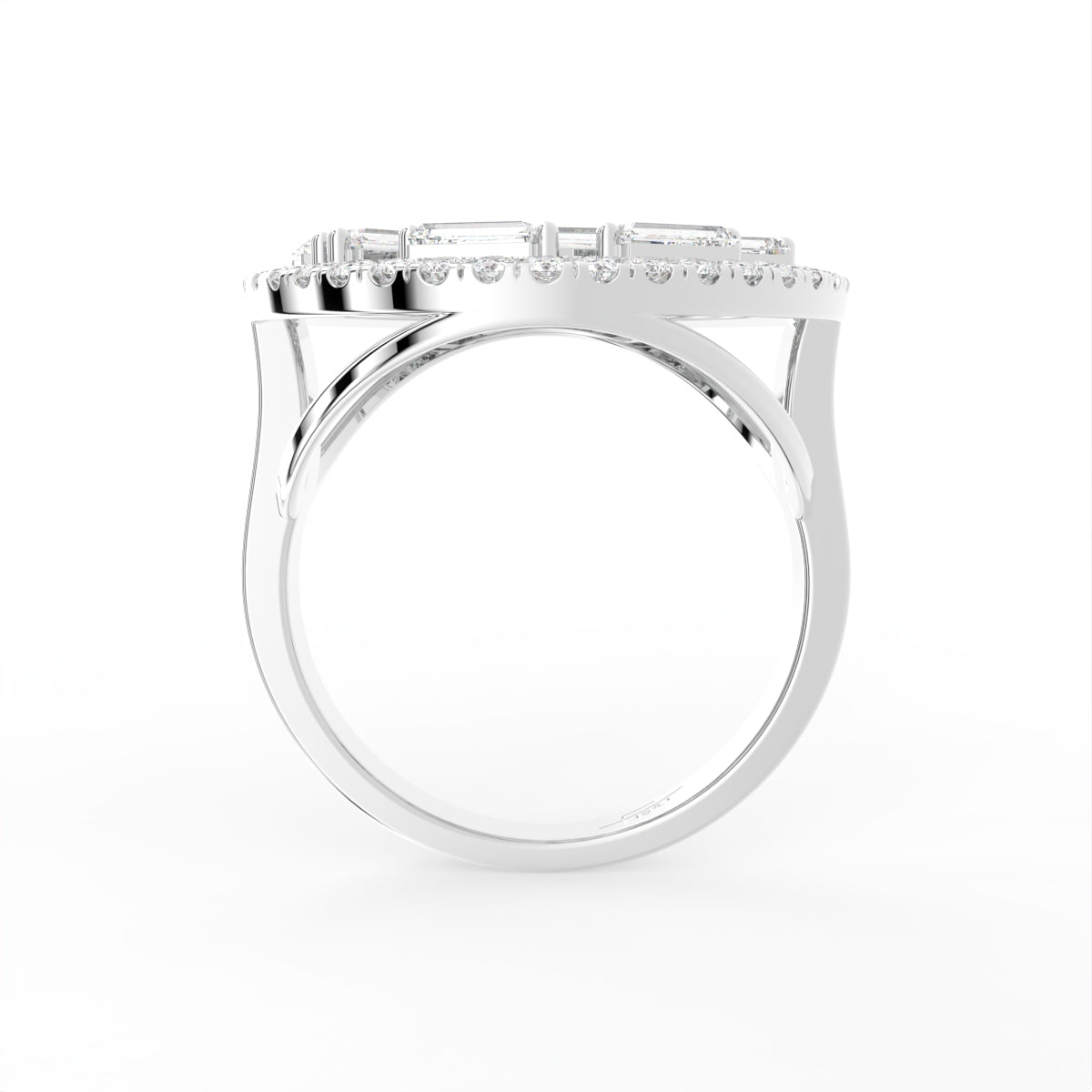 18K White Gold Bespoke Baguette Diamond Ring — FRONT