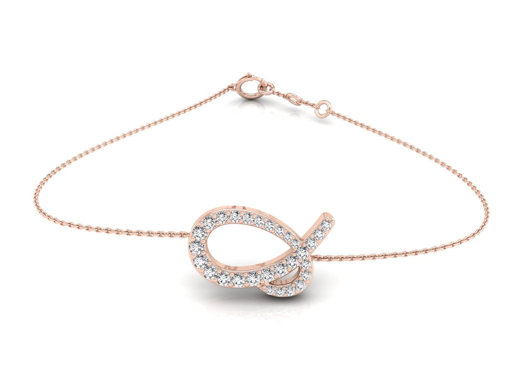 18K Rose Gold Alphabet Round Diamond Bracelet — TOP