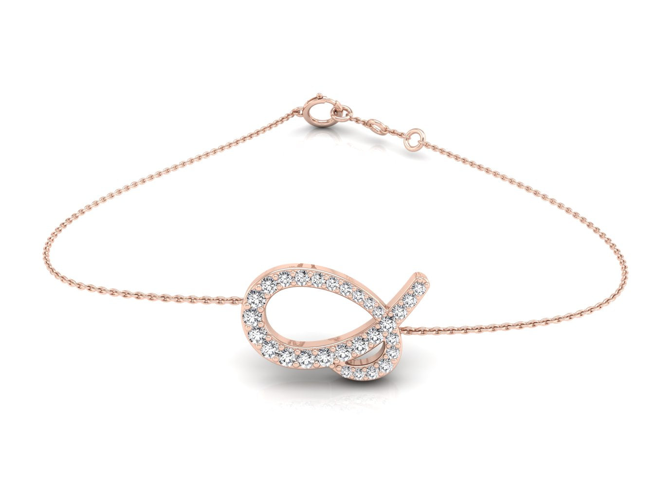 18K Rose Gold Alphabet Round Diamond Bracelet — TOP