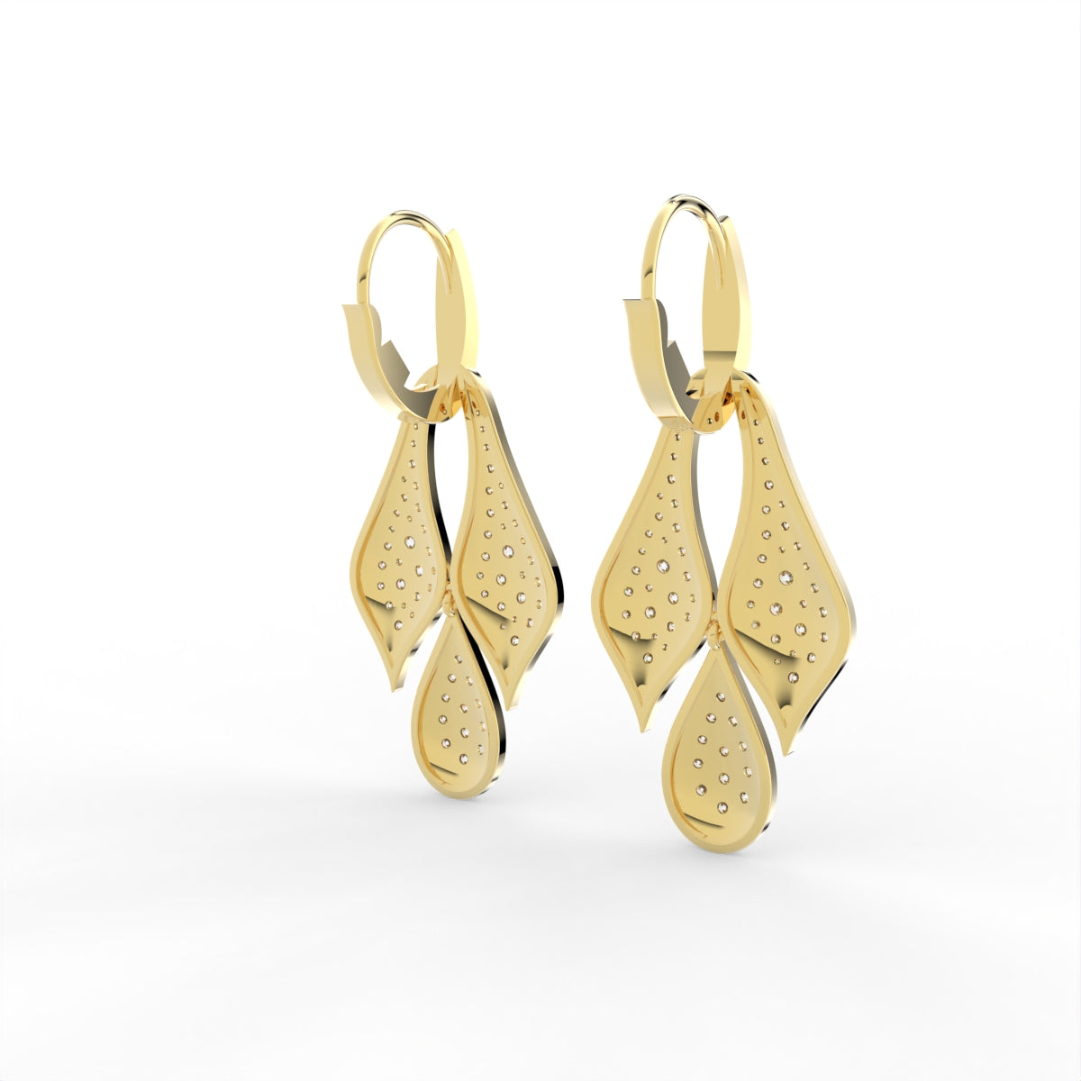 Sterling Silver Diamond Earrings — 3D / RIGHT