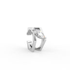 18K White Gold Hexagon Diamond Stud Earrings — 3D VIEW