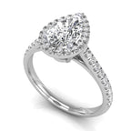 18K Halo Pear Diamond Ring — 3D VIEW