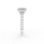 18K Trilogy Oval Diamond Engagement Ring — SIDE