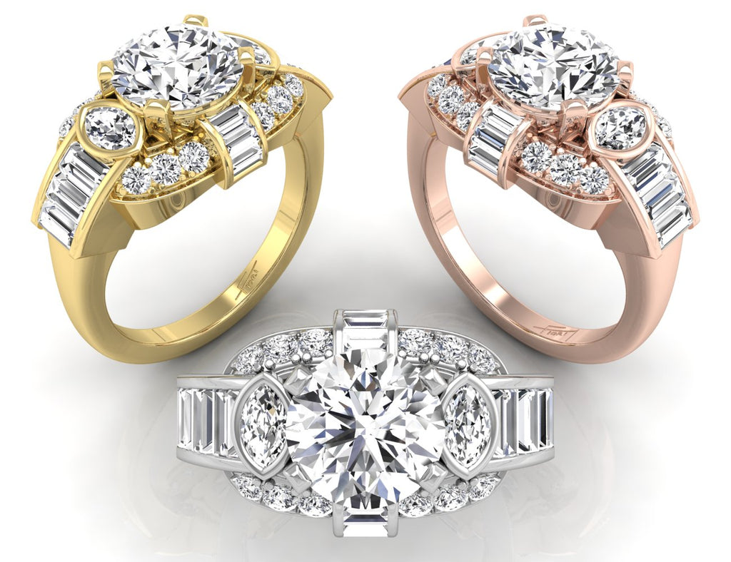 18K Bespoke Baguette Diamond Ring — 3 COLOR