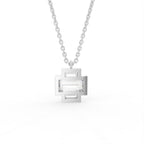 14K White Gold Baguette Diamond Pendant — BACK