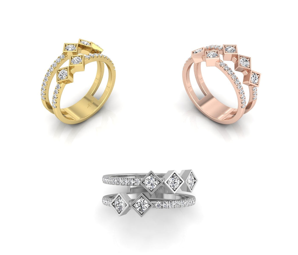 18K Bespoke Round Diamond Ring — 3 COLOR