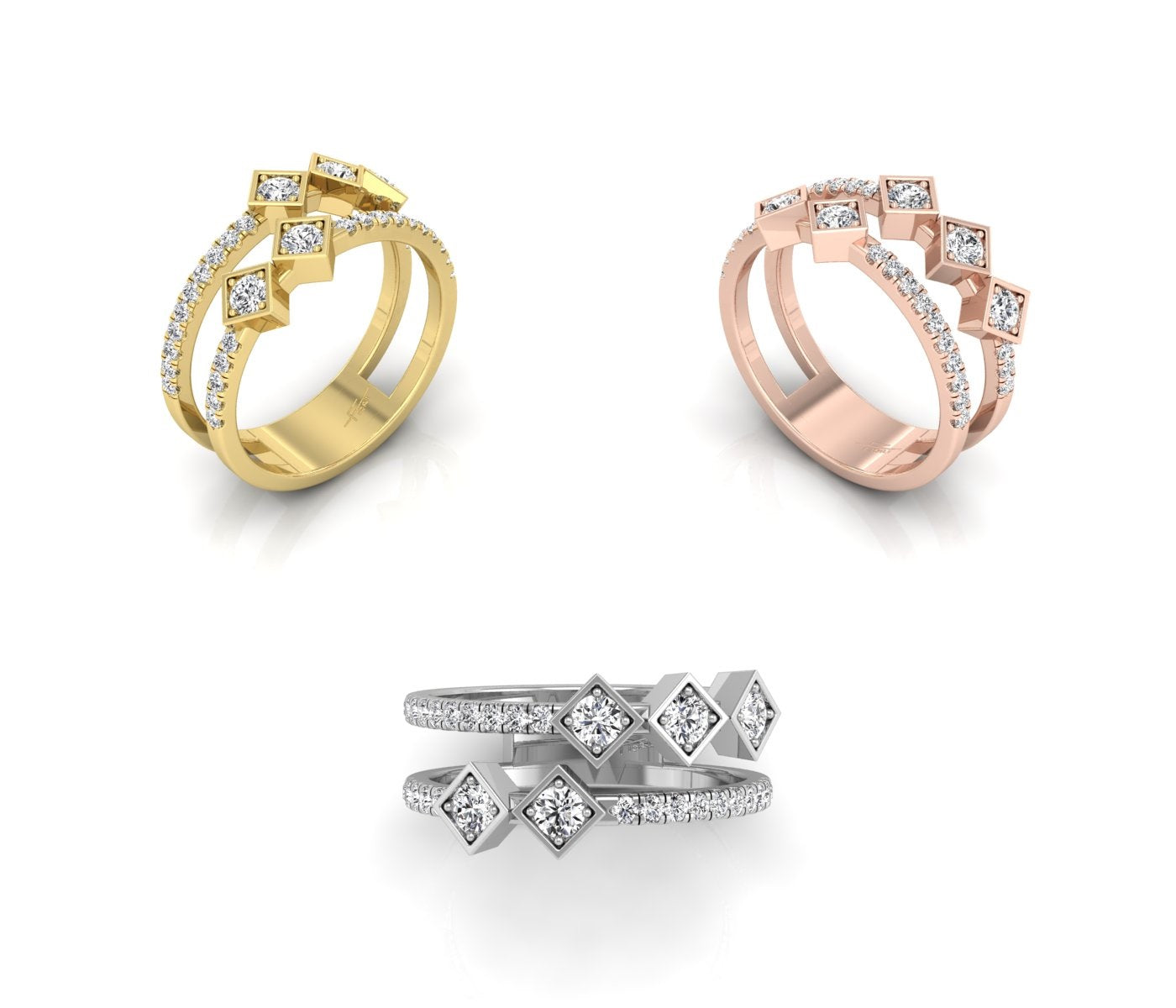 18K Bespoke Round Diamond Ring — 3 COLOR