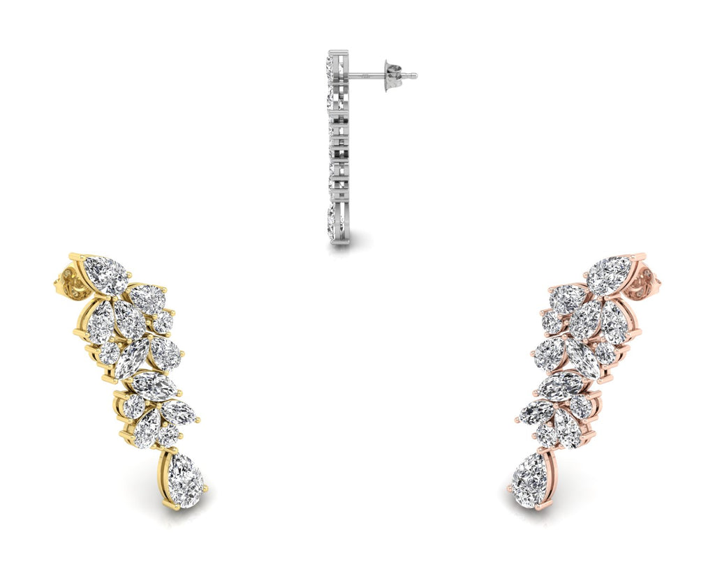 14K White Gold Pear Diamond Earrings — 3 COLOR