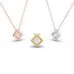 18K Solitaire Princess Diamond Pendant — 3 COLOR