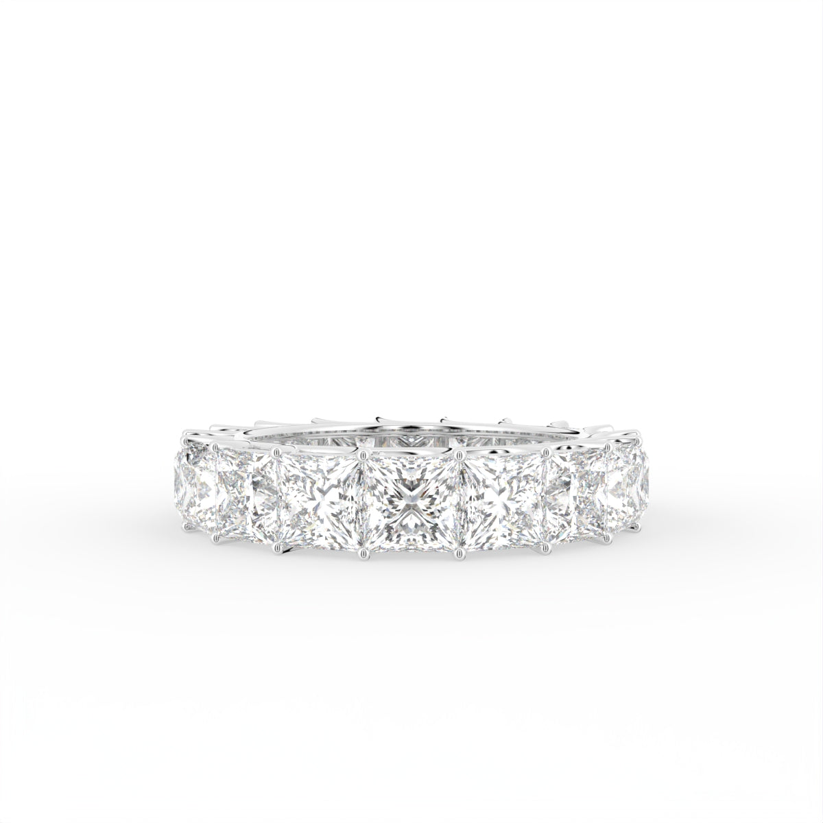14K White Gold Full Eternity Princess Diamond Ring — TOP