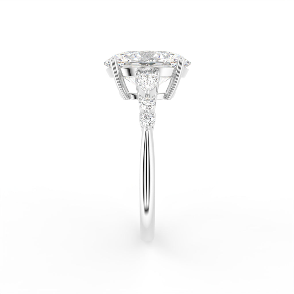 18K Bespoke Oval Diamond Engagement Ring — SIDE