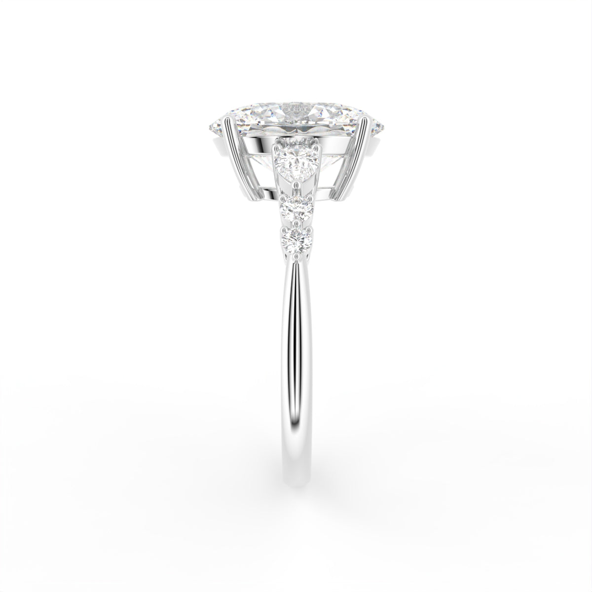 18K Bespoke Oval Diamond Engagement Ring — SIDE