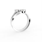 18K Bespoke Emerald Cut Diamond Trilogy Ring Set — 3D VIEW