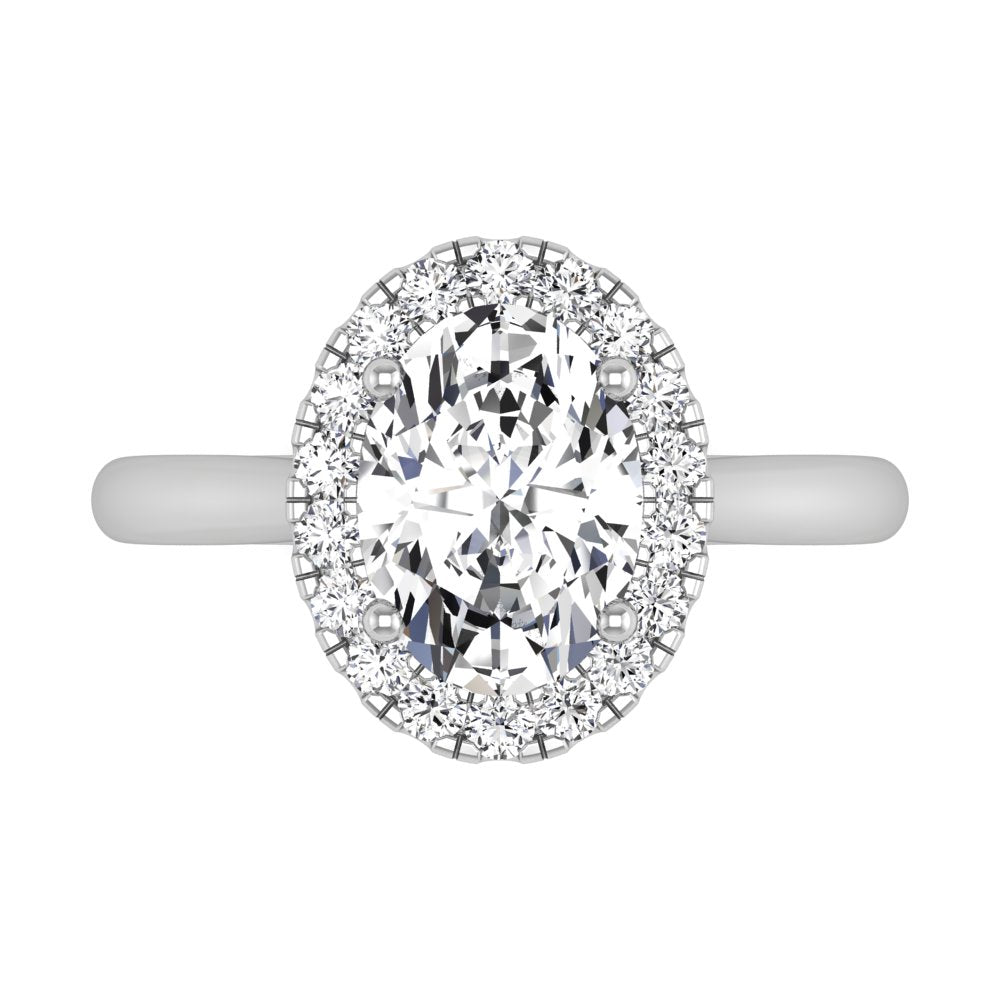 18K Halo Oval Diamond Ring — TOP