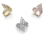 18K Multi Row Pave Diamond Ring — 3 COLOR