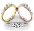 18K Bespoke Round Diamond Trilogy Ring — 3 COLOR