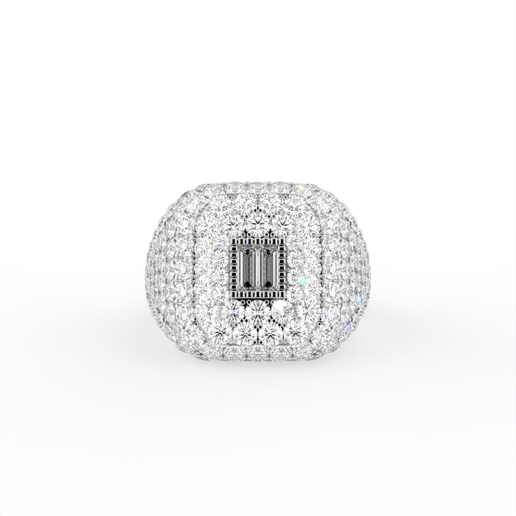 18K Bespoke Baguette Pavé Diamond Ring — TOP