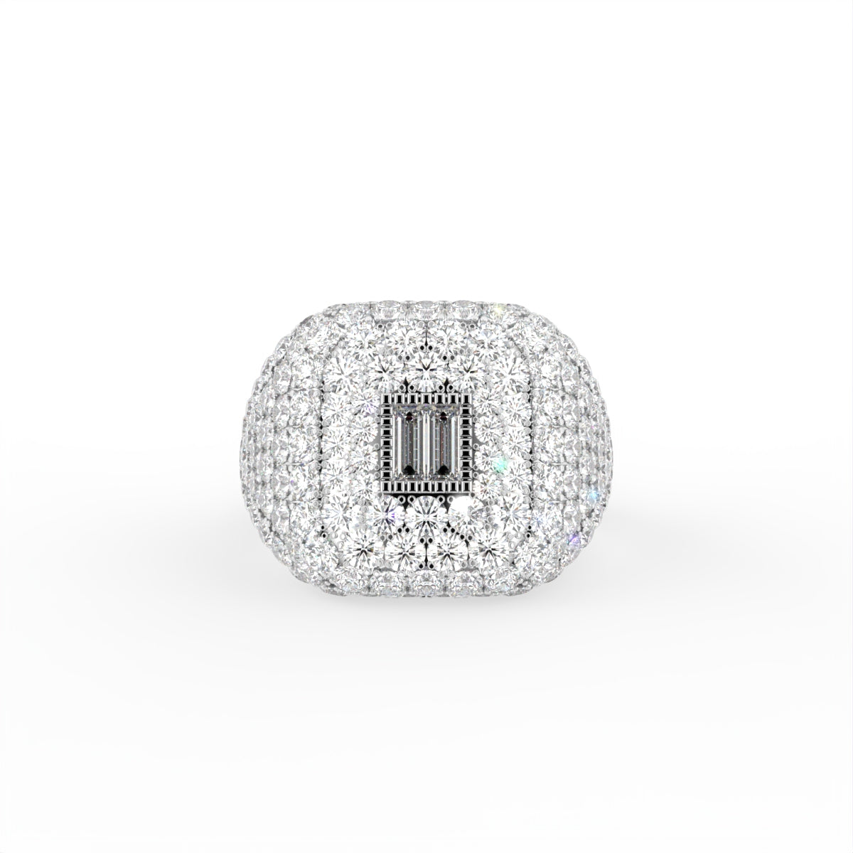 18K Bespoke Baguette Pavé Diamond Ring — TOP