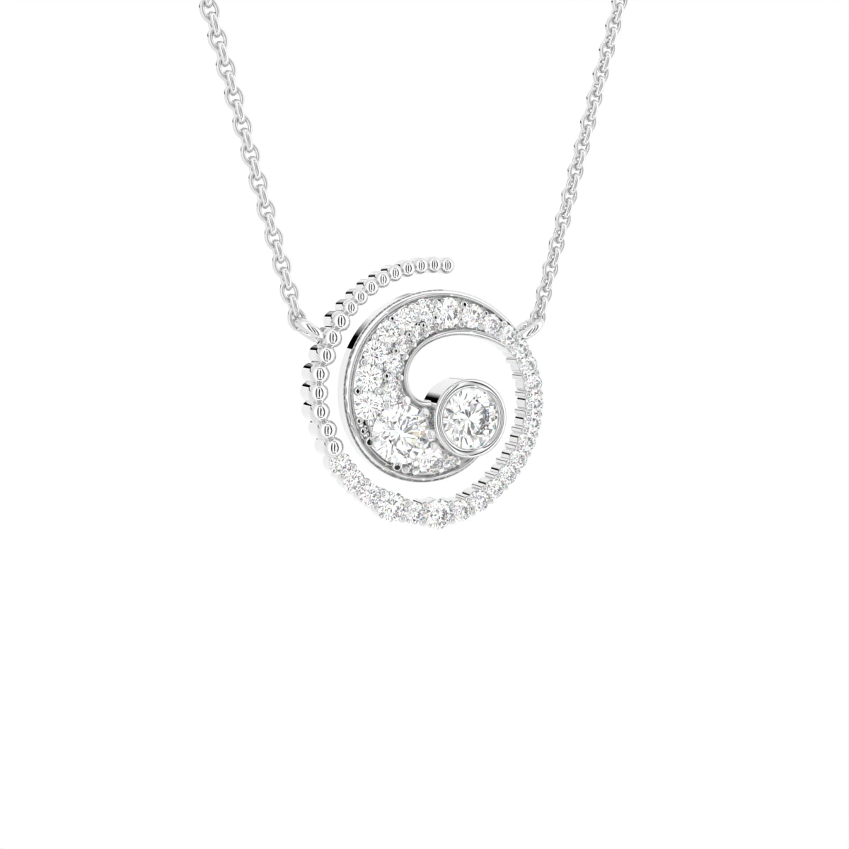 18K Nature Round Diamond Pendant — 3D VIEW
