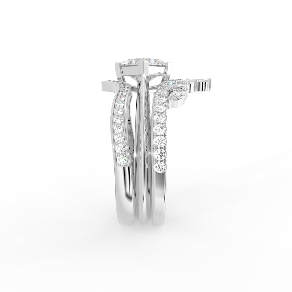 18K Yellow Gold Bespoke Princess Diamond Ring Set — SIDE