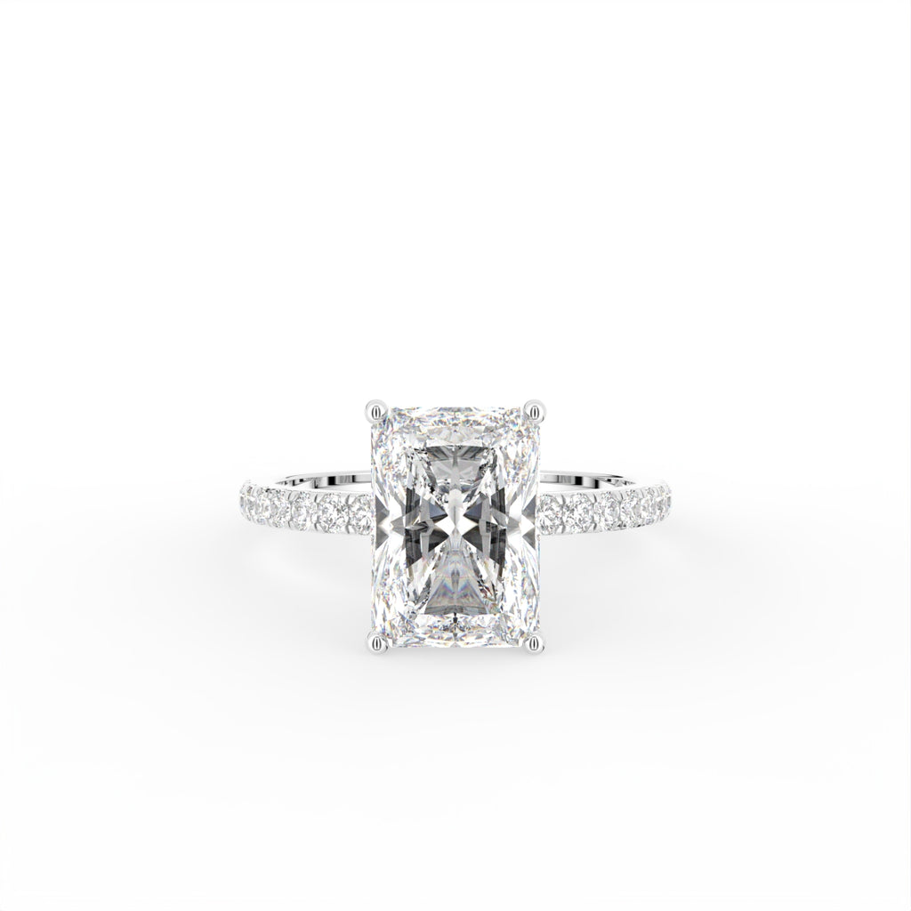 18K Shoulder Set Emerald Diamond Engagement Ring — TOP