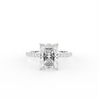 18K Shoulder Set Emerald Diamond Engagement Ring — TOP