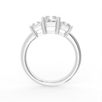 18K White Gold Trilogy Emerald Diamond Engagement Ring — FRONT