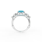 18K Yellow Gold Halo Oval Diamond Ring — FRONT