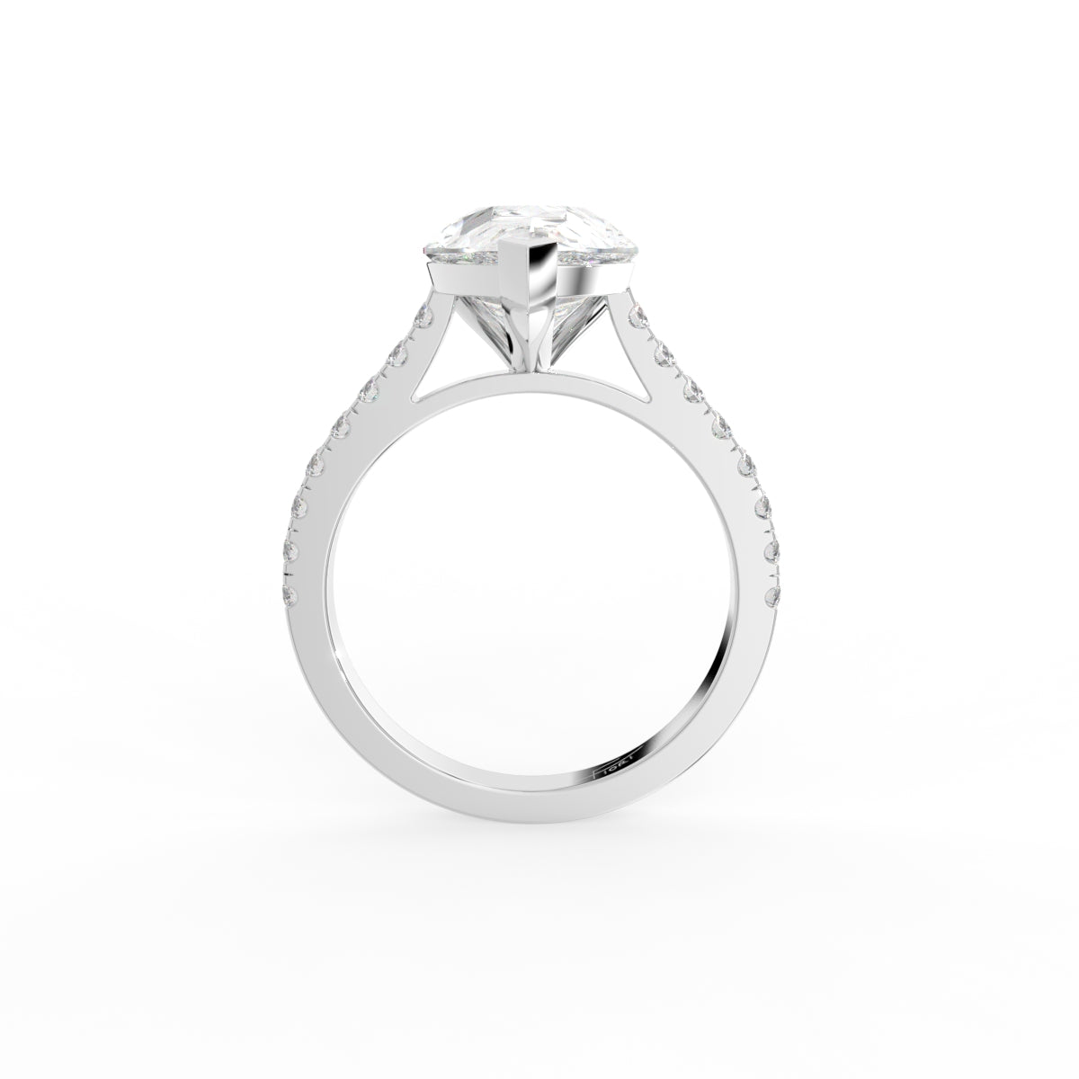 18K Solitaire Pear Diamond Engagement Ring — FRONT