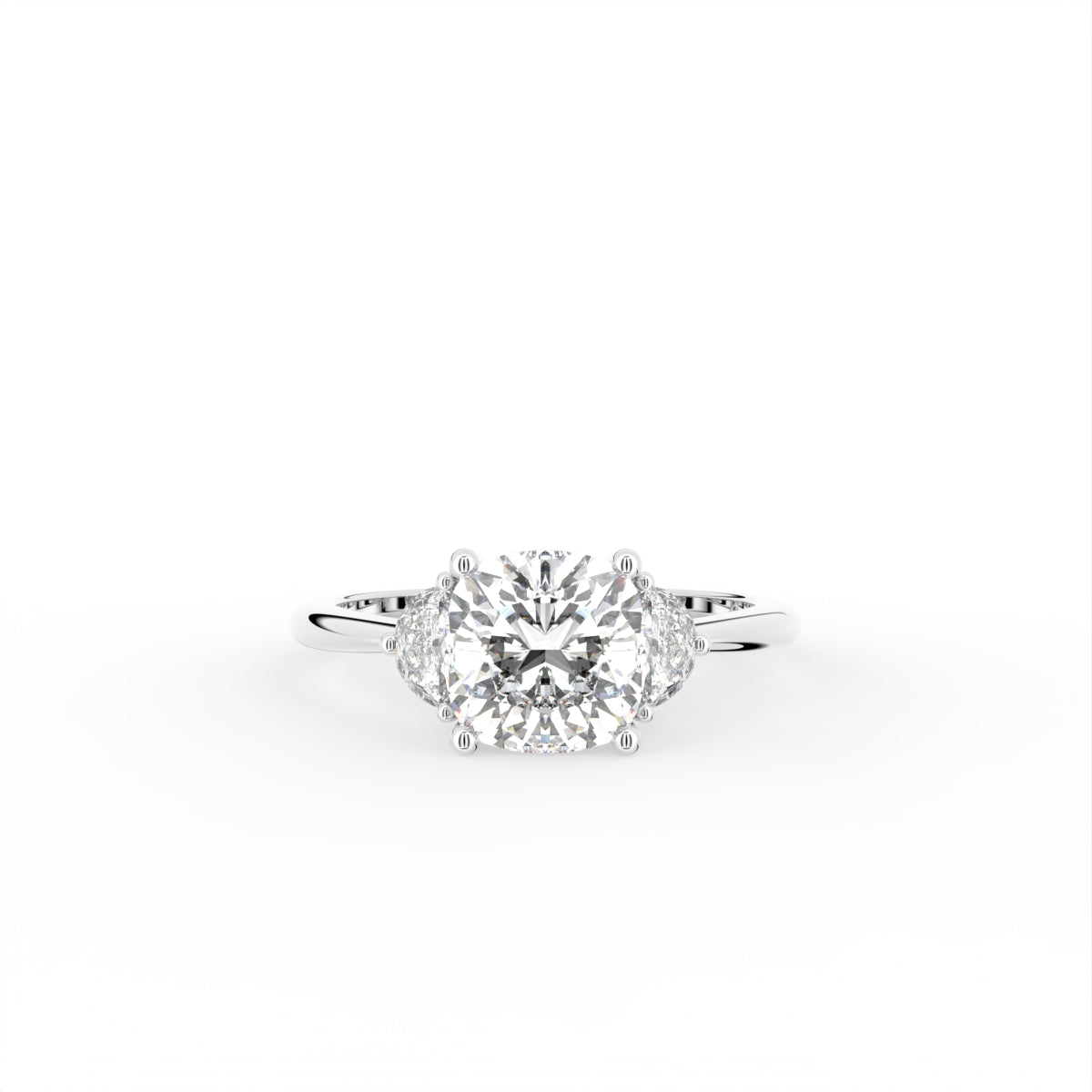 vimg:FJ2377|vimg:FJ6978|18K White Gold Trilogy Cushion Diamond Ring — TOP