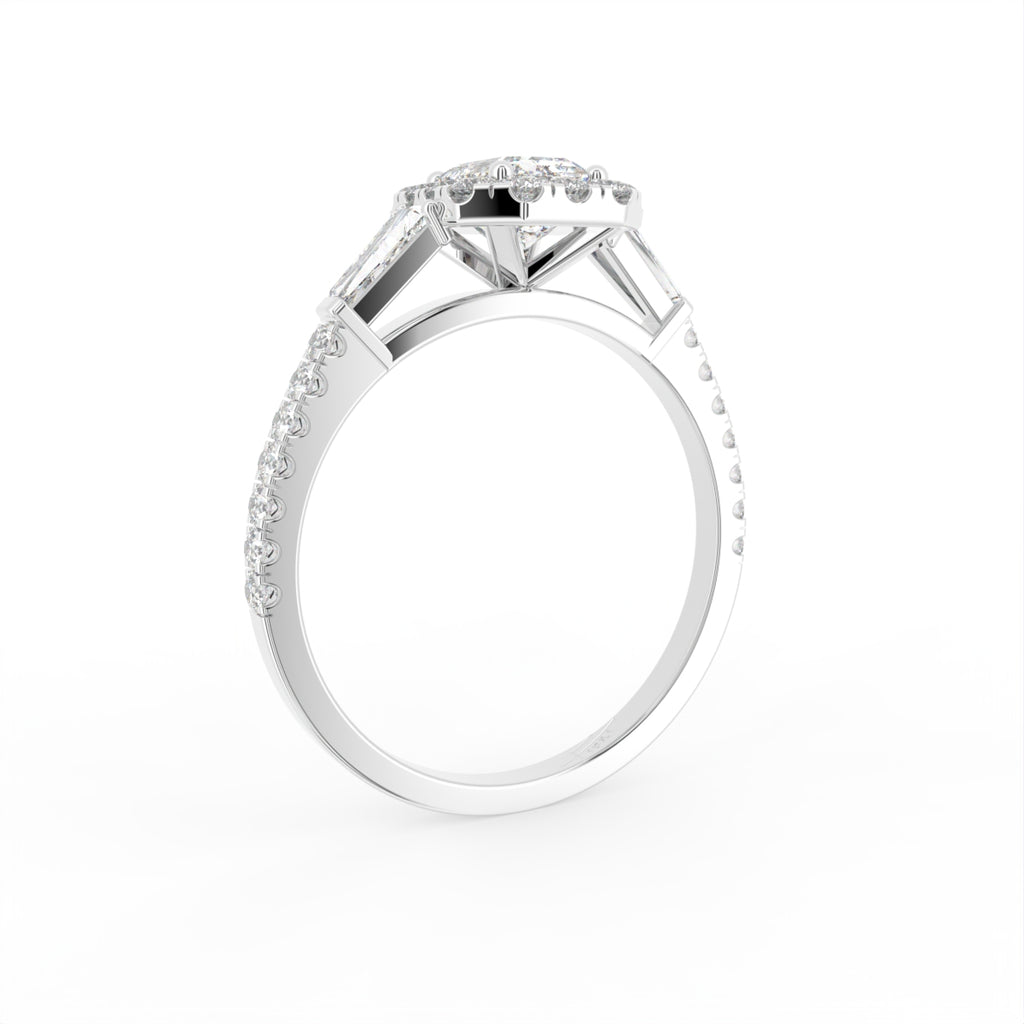 18K Halo Emerald Diamond Ring — 3D VIEW