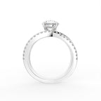18K Shoulder Set Round Diamond Ring — FRONT