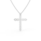 18K White Gold Cross Round Diamond Pendant — BACK