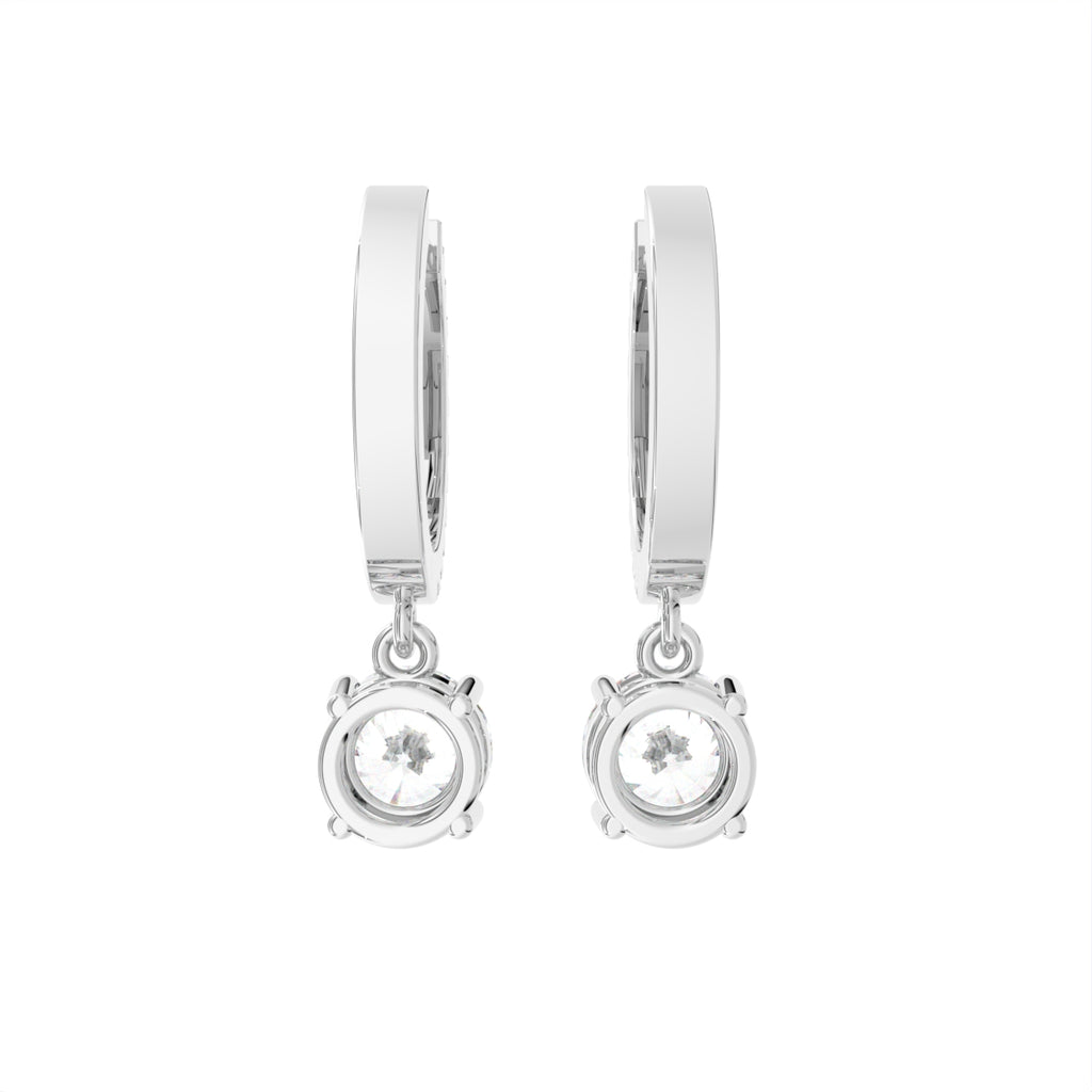 18K Round Drop Diamond Earrings — BACK