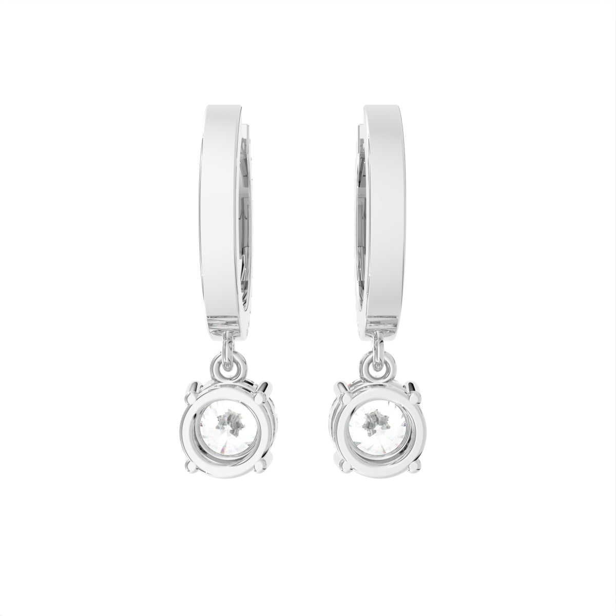 18K Round Drop Diamond Earrings — BACK