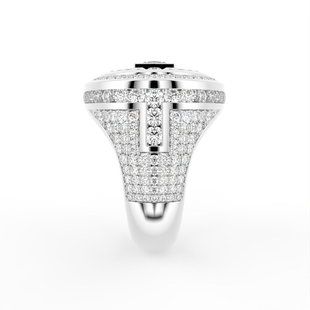 14K White Gold Bespoke Round Pave Diamond Ring — SIDE