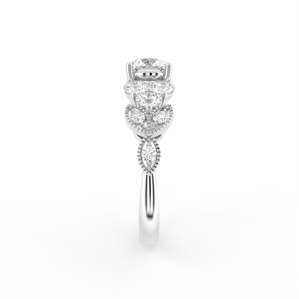 18K Bespoke Round Diamond Ring — SIDE