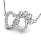 18K Bespoke Heart Paw Diamond Pendant — 3D VIEW