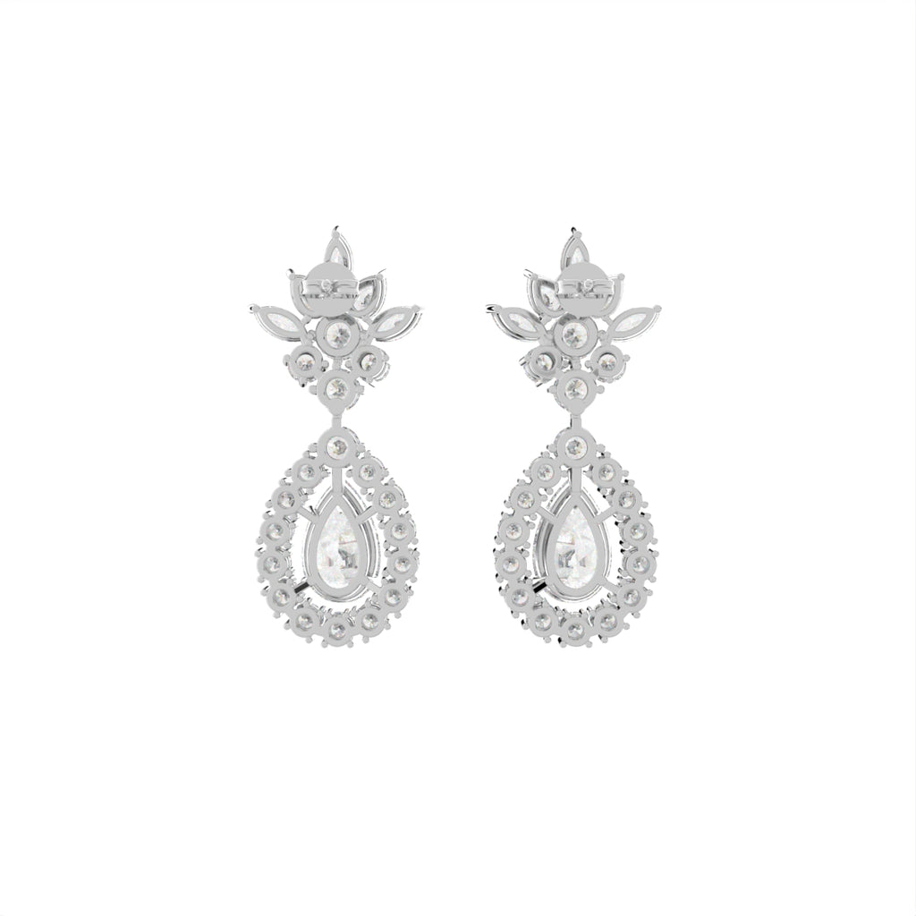 18K Pear Diamond Drop Earrings — BACK