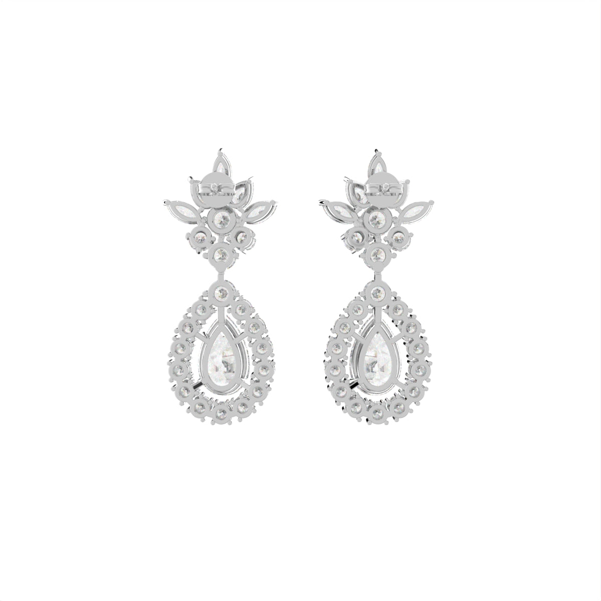 18K Pear Diamond Drop Earrings — BACK