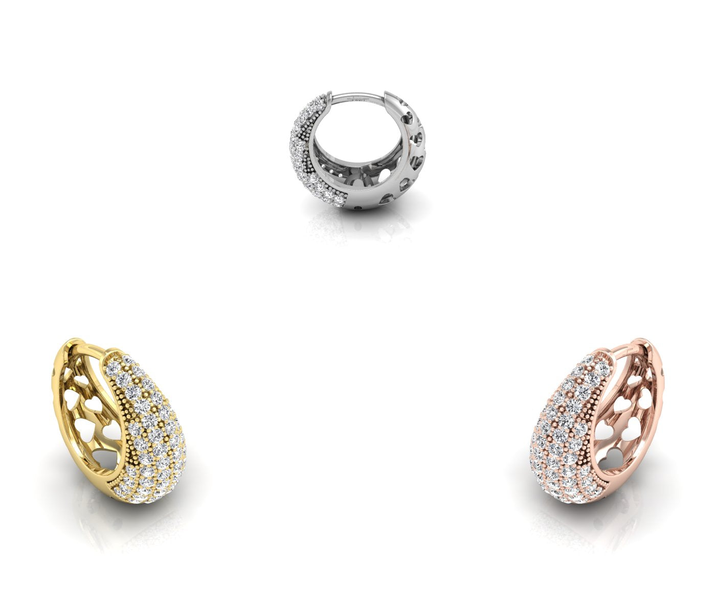 18K Chunky Pave Diamond Hoop Earrings — 3 COLOR