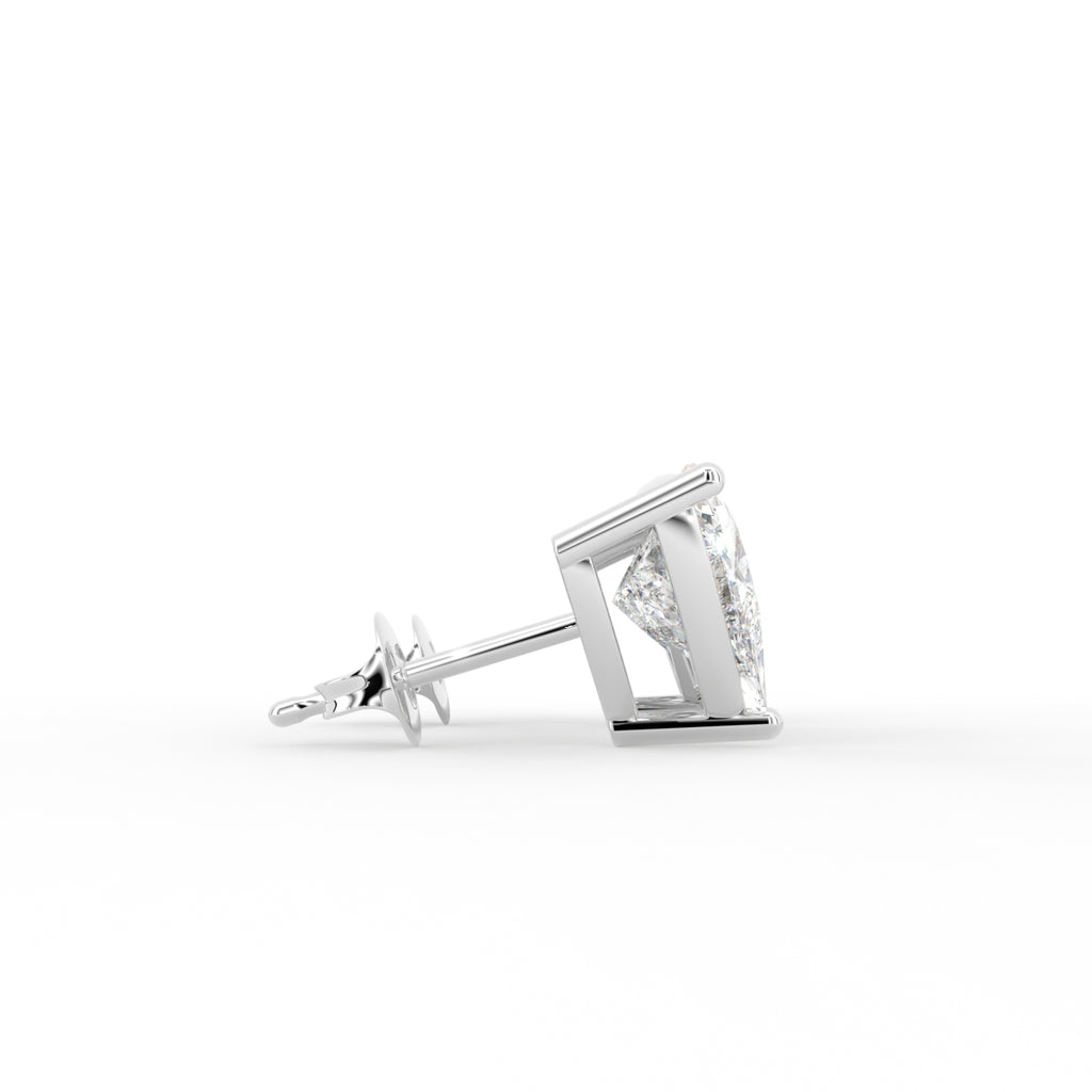 18K Trillion Solitaire Diamond Earrings — SIDE VIEW