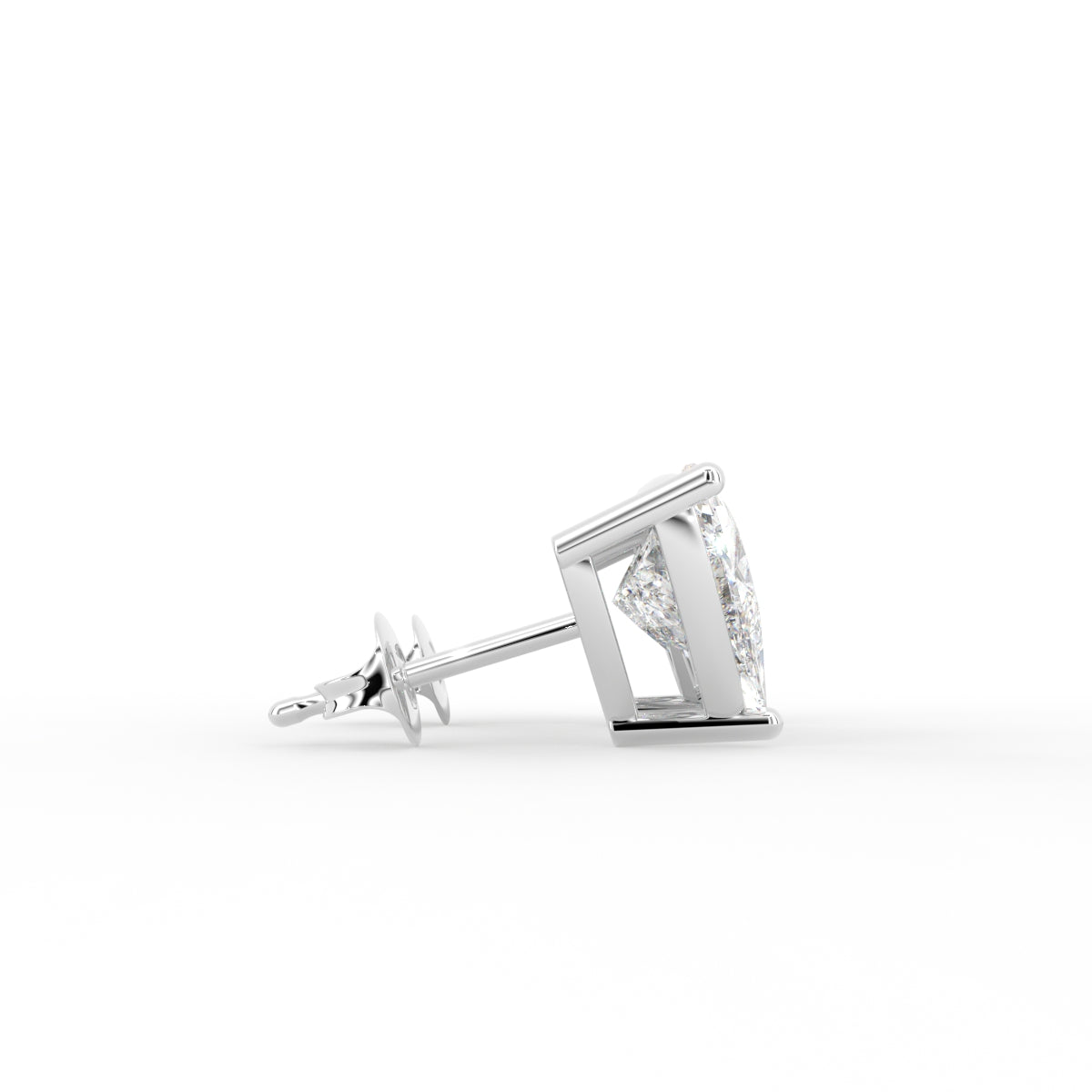 18K Trillion Solitaire Diamond Earrings — SIDE VIEW
