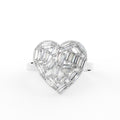 18K Rose Gold Heart Baguette Diamond Ring — TOP
