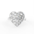 18K Rose Gold Heart Baguette Diamond Ring — TOP