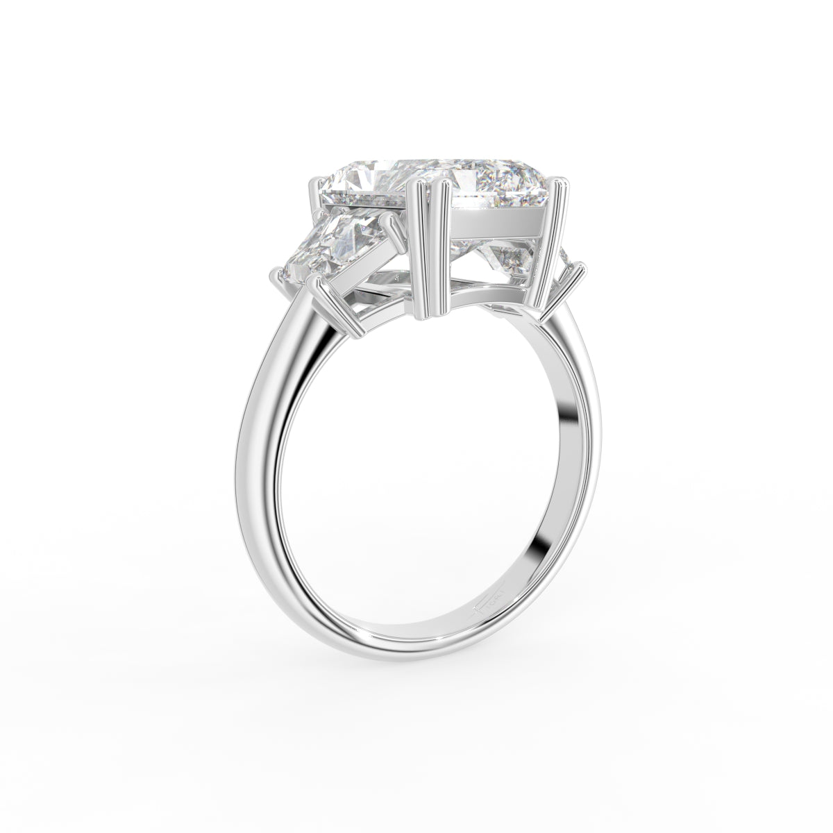 18K Trilogy Radiant Diamond Ring — 3D VIEW