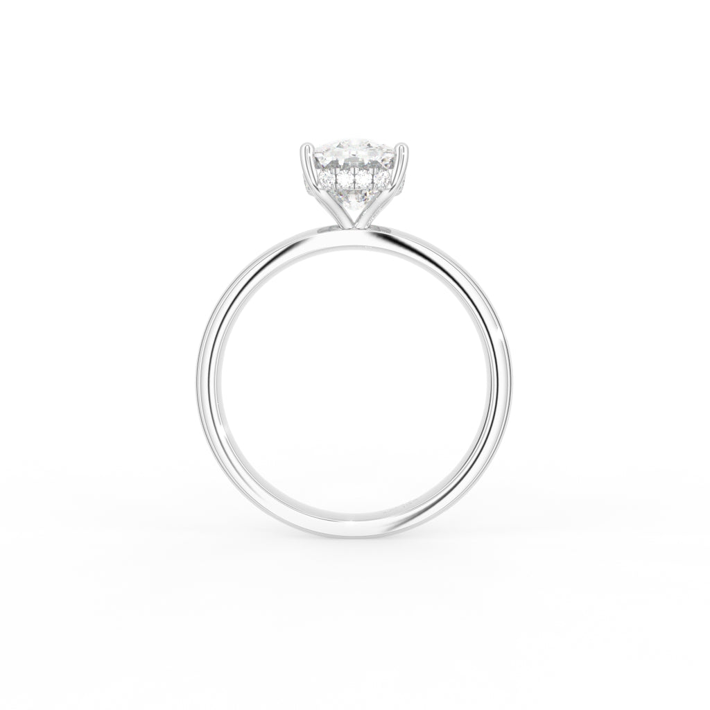 18K Solitaire Cushion Diamond Ring — FRONT